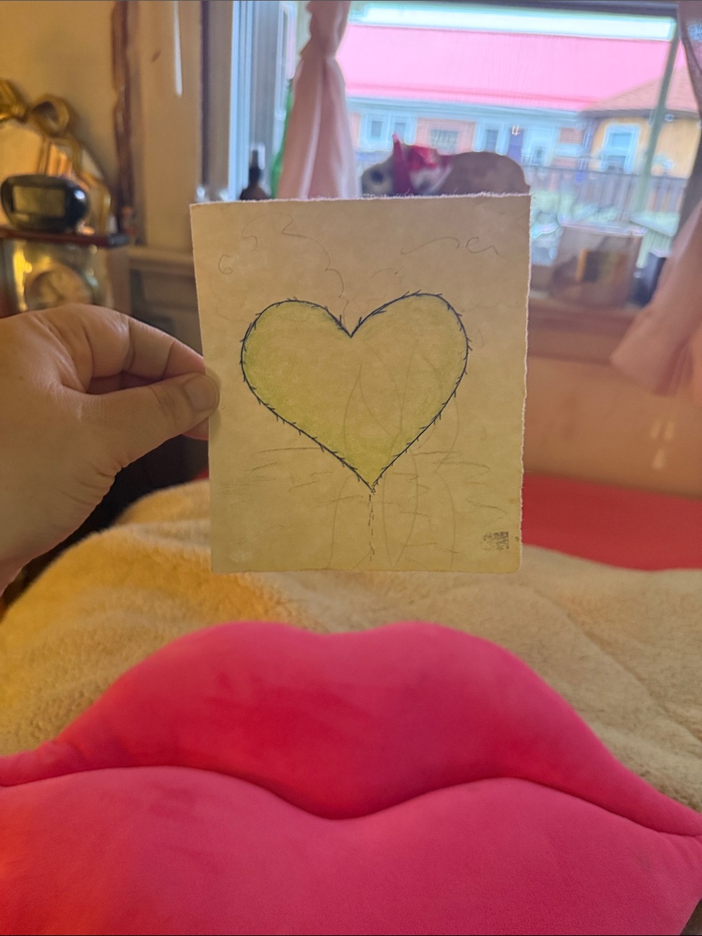 Handmade Heart Art Print in Light Green by